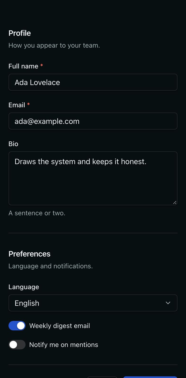 The settings page on a phone
