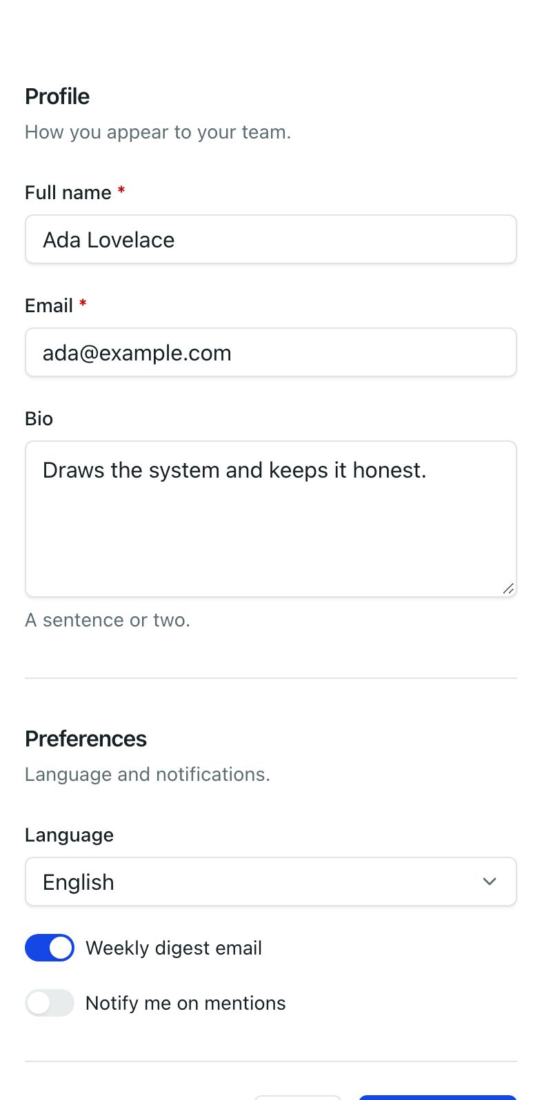 The settings page on a phone